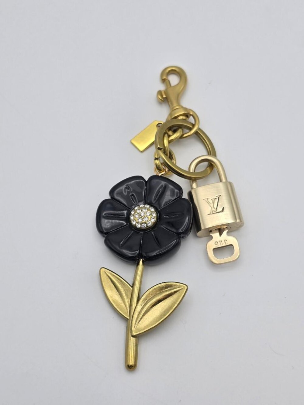 Authentic Louis Vuitton Padlock Gold🔒Key Set + Unbranded Flower Keychain Charm